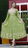 Green Anarkali kameez with embroidery