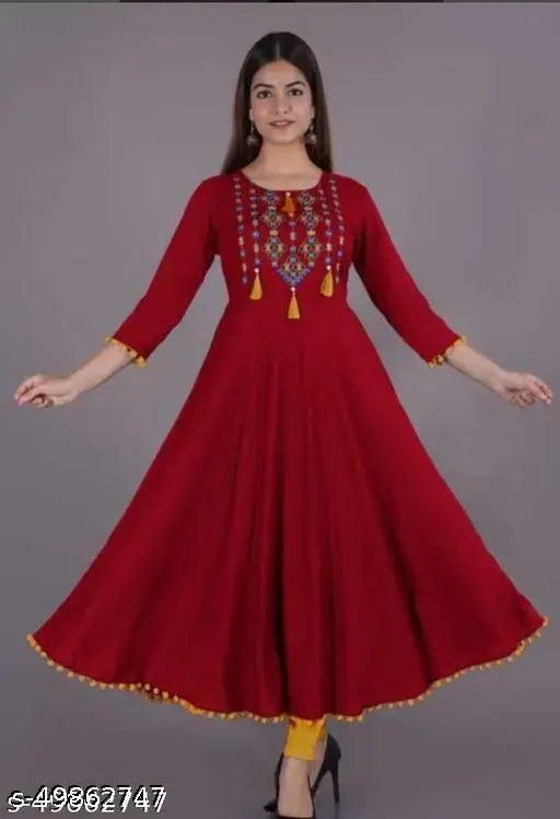 Rayon refined kurti, single solid color three-quarter sleeve fashion for women, Charvi brand India