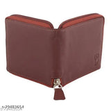 Brown faux leather men's coin pocket wallet with 2 compartments, stylish design for modern and sophisticated use