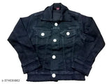 Black denim jacket, button closure, full length sleeves