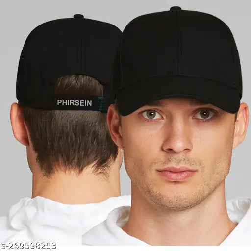 Men's and women's adjustable cotton caps, plain black and dark blue options, cap with Phirsein logo, summer fashion accessory