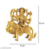 Brass Mata Sherawali Idol by Mahakal Artware, Indian culture decor piece for blessings, health, & wealth (150 GM)