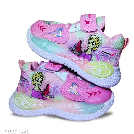 Pink and white kid's shoe with princess design