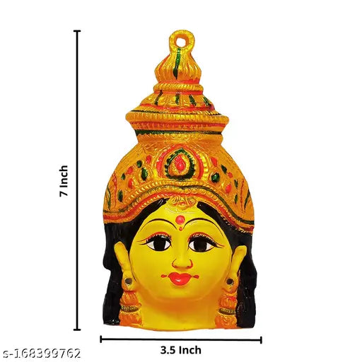 Yellow traditional face decoration, gold border details