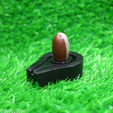 Marble small Narmadeshwar Shivling, 4cm tall, sacred symbol for home pooja with Narmada stone base