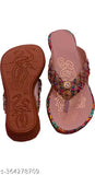 Synthetic leather slip-on V Ssva women's multi-flat slippers, India-made in various sizes: IND-4, IND-5, IND-6, IND-7