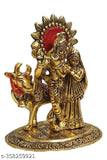 Metal Radha Krishna Standing with Cow, Indian Krishna idol