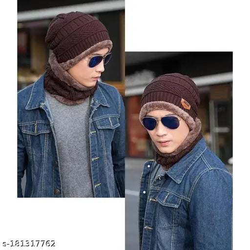 Arcylic wool beanie cap set with muffler scarf & ankle-length socks (Pack of 3), soft, unisex, and originating from India