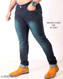 Stretchable mens blue denim jeans with elastic waistband