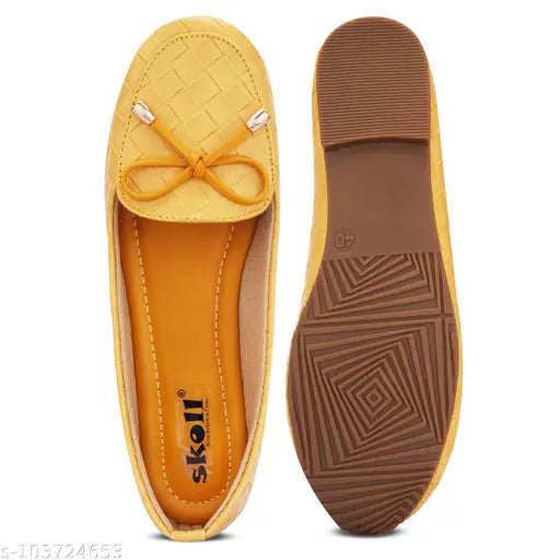 Textured synthetic leather Skoll casual bellies - stylish slip-on shoes for women in various sizes, origin India