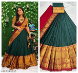 Traditional Kanjivaram Silk Lehenga Set with Blouse, heavy zari jari work. Indian handcrafted silk party wear for women" (124 characters)