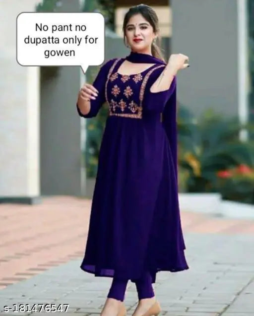 Indian embroidered georgette blouse, three-quarter sleeves - Kurties fashion wear