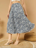 Effortless Elegance Floral Printed A-line Midi Skirt, Indian crepe fabric