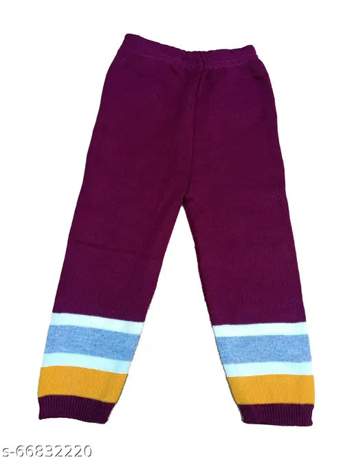 Purple striped woolen winter sweater set for boys and girls, 6-12 months size, India origin