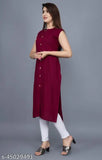 Maroon rayon sleeveless kurti with sherwani pattern, women's daily wear calf length kurti for summer collection