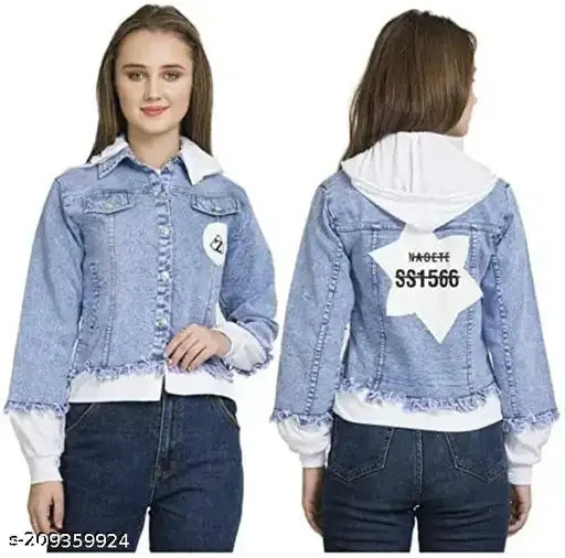 Trending dyed/washed denim jacket for women and girls, long sleeves, India-made
