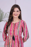 Woman's rayon multicolor kameez with long sleeves and crew neckline