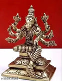 Brass 8-handed Varahi Amman statue, Lord Vishnu's Varaha Avatar idol, small Indian god figurine, 5x6 cm high