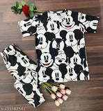 Black printed polycotton women's night suit set by SAMAYRA ENTERPRISE, pack of 2 for comfortable and stylish sleepwear