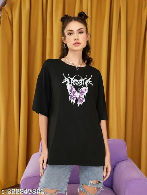 Large, graphic printed T-shirt for women