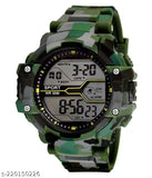 Green camouflage sports watch with digital display, 60/hr timer and stopwatch function