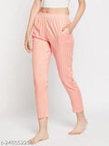 First Krush peach printed rayon cotton full length womens straight pyjama