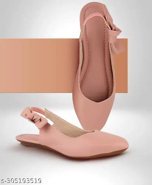 Synthetic leather pink bellies for women (PINK), stylish slip-on ballerinas by MAHI & LOOKS