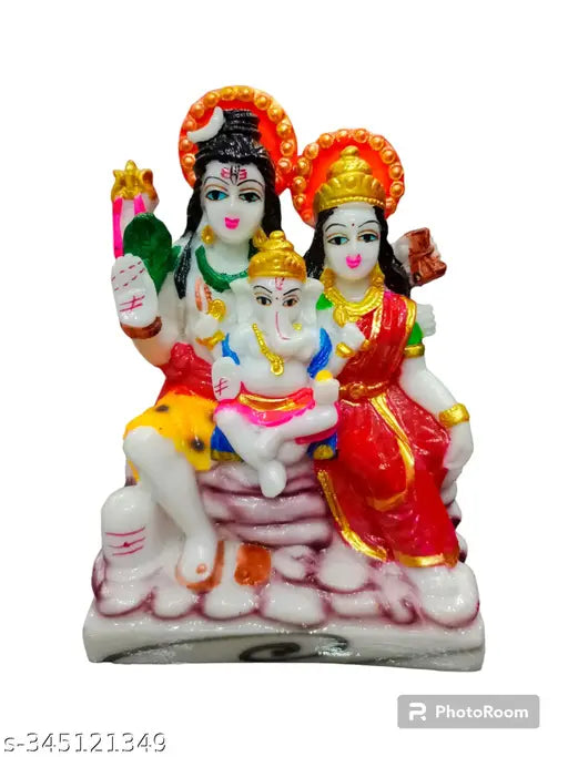 Resin Shiv Parivar idol, 3.5 x 5.5 x 2.5 inch Indian Vastu Pooja decor piece for home or office