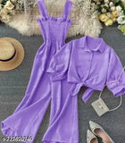 Crepe sleeveless women's jumpsuit in solid net, XS (34-32-36), made in India