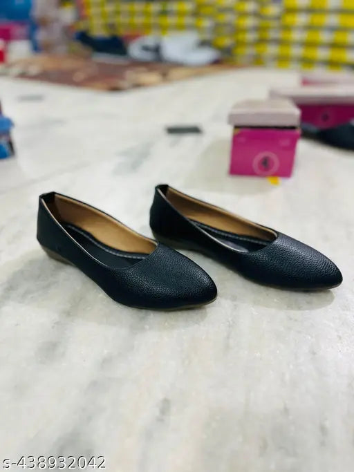 Black, leather bellirina flat shoes