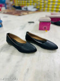 Black, leather bellirina flat shoes