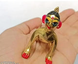 Blue-eyed brass Krishna idol, Pure Brass 2 number Radharani ji, Indian artisan crafted