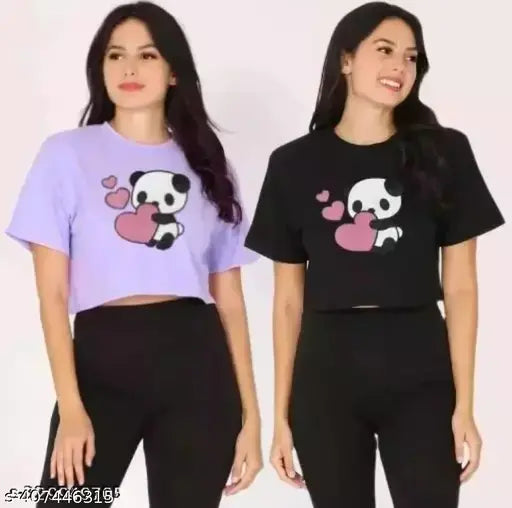 Printed cotton blend Levendar and Black Panda 199 short sleeve shirt, featuring panda design on neutral background. Available in sizes S-XL