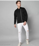 Stylish zip-up hoodie in black, suitable for kids