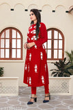 Red and white traditional women's kameez