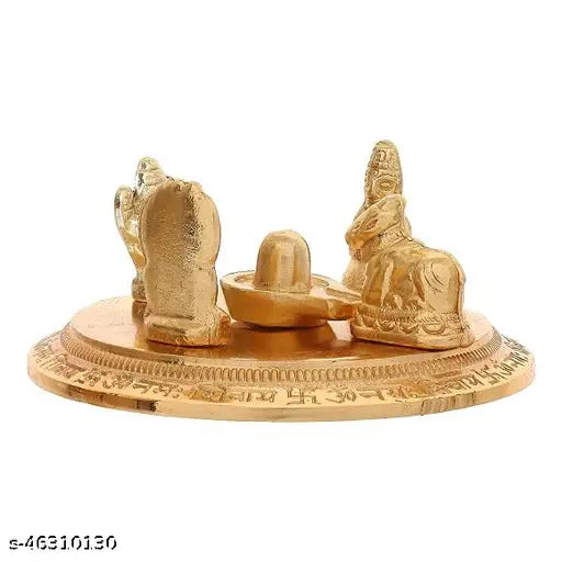 Elegant Idols Figurines: Metal Shiv Parivar figurine set, 7cmL x 2cmH x 10cmB, Indian-made, symbolizes prosperity and unity