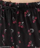 Black cotton pyjama night dress lounge wear printed pyjamas for women and girls