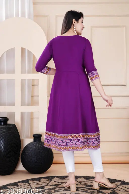 Purple rayon anarkali kameez woman