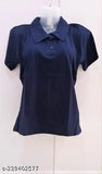 Viscose polo neck t-shirt, solid color for women's and girls' casual wear