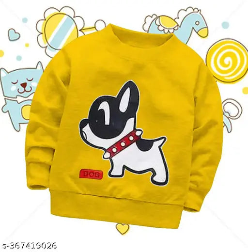 Cotton blend printed sweater for kids, funky girls design, size range 2-14 years, made in India