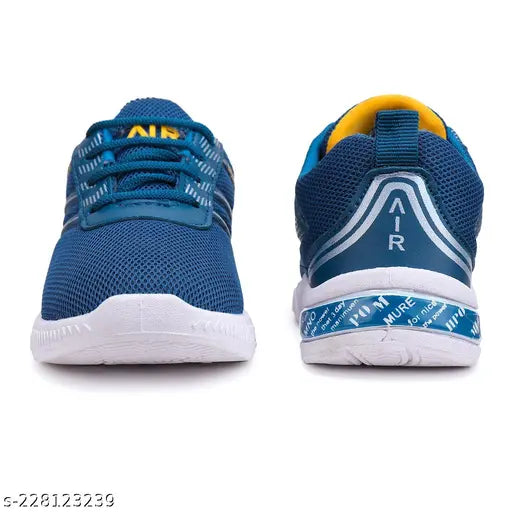 Blue casual sneaker, velcro strap, white soles