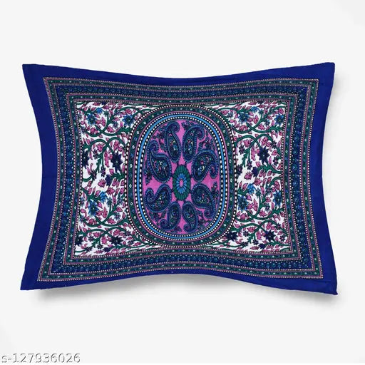 Indian Royal Fashion 144TC cotton ethnic motifs single bedsheet, 1 pillow cover. 100% pure cotton summer sheets (150x220cm bed, 43x69cm pillow)