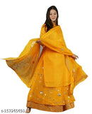 Rajasthani traditional gold lehenga with kameez set, long skirt and short blouse