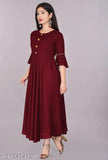 Rayon solid kurti for women, three-quarter sleeves, high-quality Indian-made
