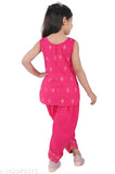 White cotton kurta set for kids, sleeveless dhoti pants with zari woven pattern. Multiple size options available for a perfect fit