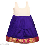 Embroidered Chanderi silk Lehenga Choli/Pattu Pavadi in South Indian Ethnic style, 6-12 months size