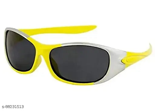 Kids sport sunglasses with watch, yellow frame and black straps
