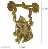 Metal-crafted Radha Krishna Jhula Idol Set, traditionally designed for home, temple, office, and gifting purposes; symbolizing luck, happiness, and prosperity; size L18x9x17 cm