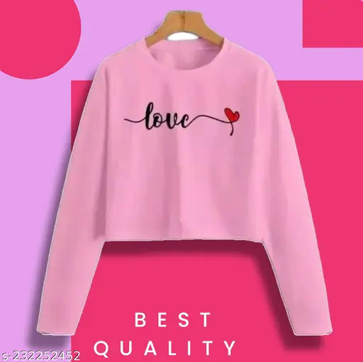 Stylish cotton tunics, long sleeves, printed design - Indian-made women's crop top combo set for comfortable, modern style