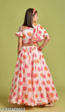 Georgette printed top & lehenga set for girls, vibrant design by Om Guru Creation, Indian origin